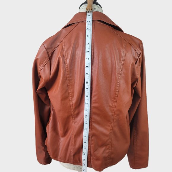 Miss Lili Faux Leather Orange Jacket - Size Small - Picture 10 of 11